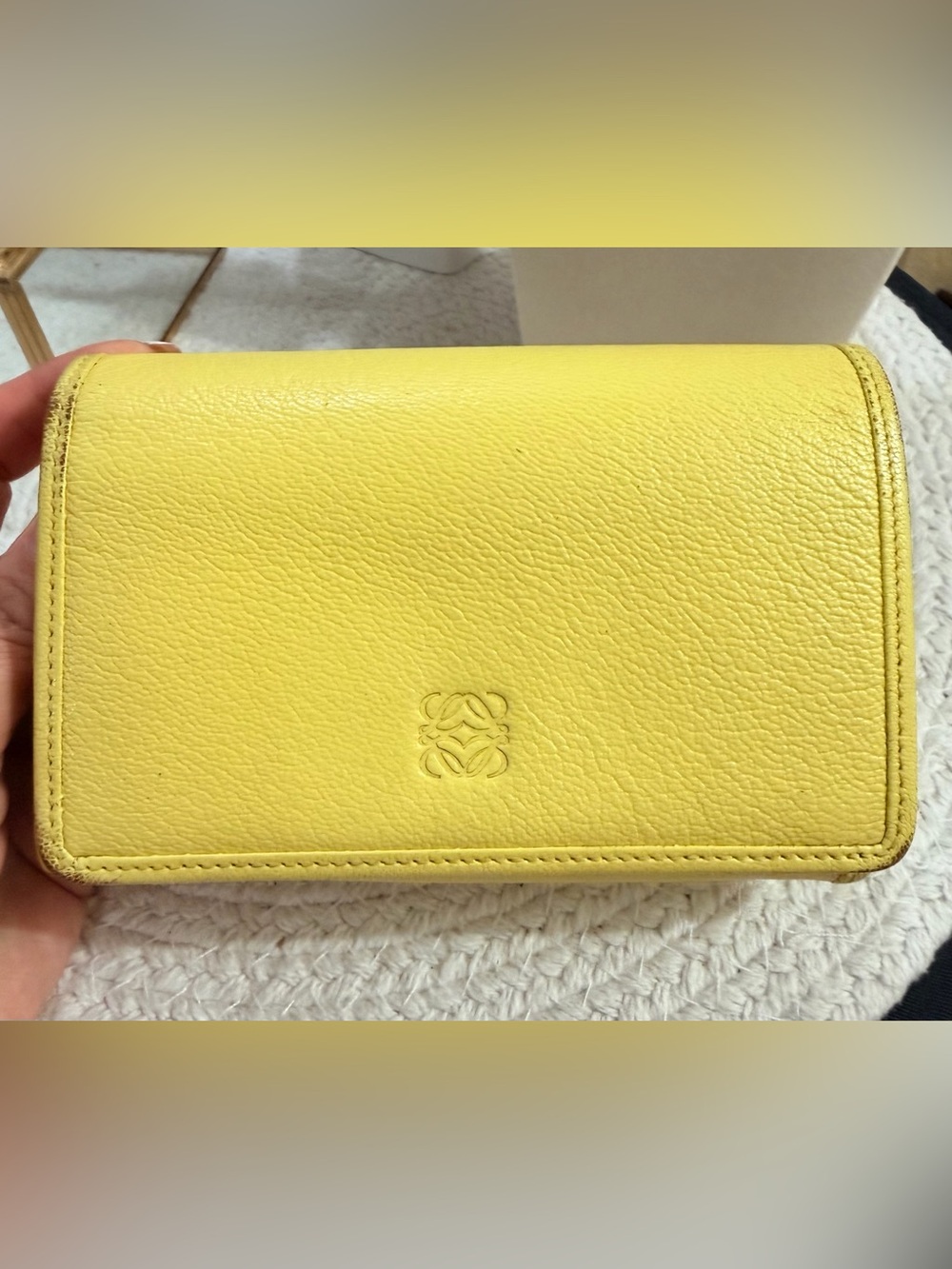 LOEWE Bifold Wallet Yellow Anagram Leather with Silver Hardware - Preloved❣️